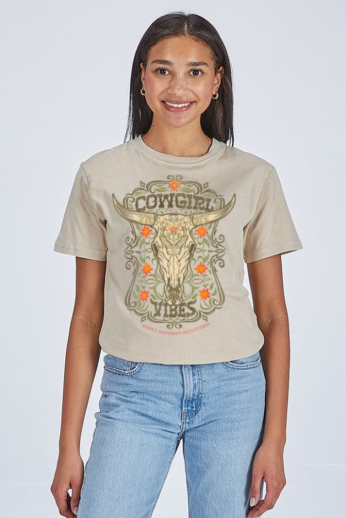 Simply Southern Cowgirl Vibes Washed Cream - Adult & Kids T-Shirts, Sweatshirts & Hoodies apparel design preview 1