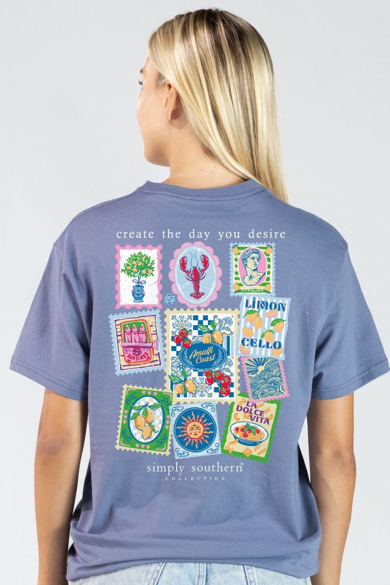 Simply Southern Desire Stamp Collage Denim - Adult & Kids T-Shirts, Sweatshirts & Hoodies apparel design preview 1