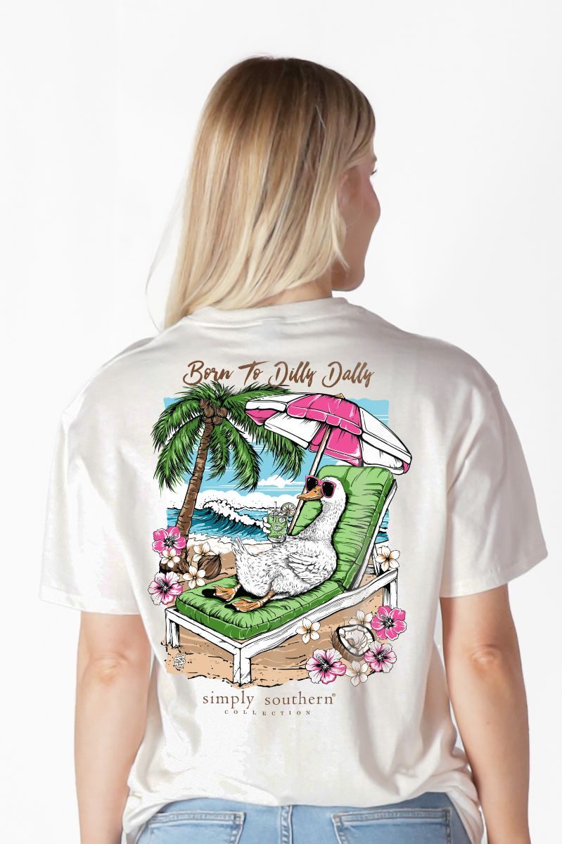 Simply Southern Born To Dilly Dally Oyster - Adult & Kids T-Shirts, Sweatshirts & Hoodies apparel design preview 1