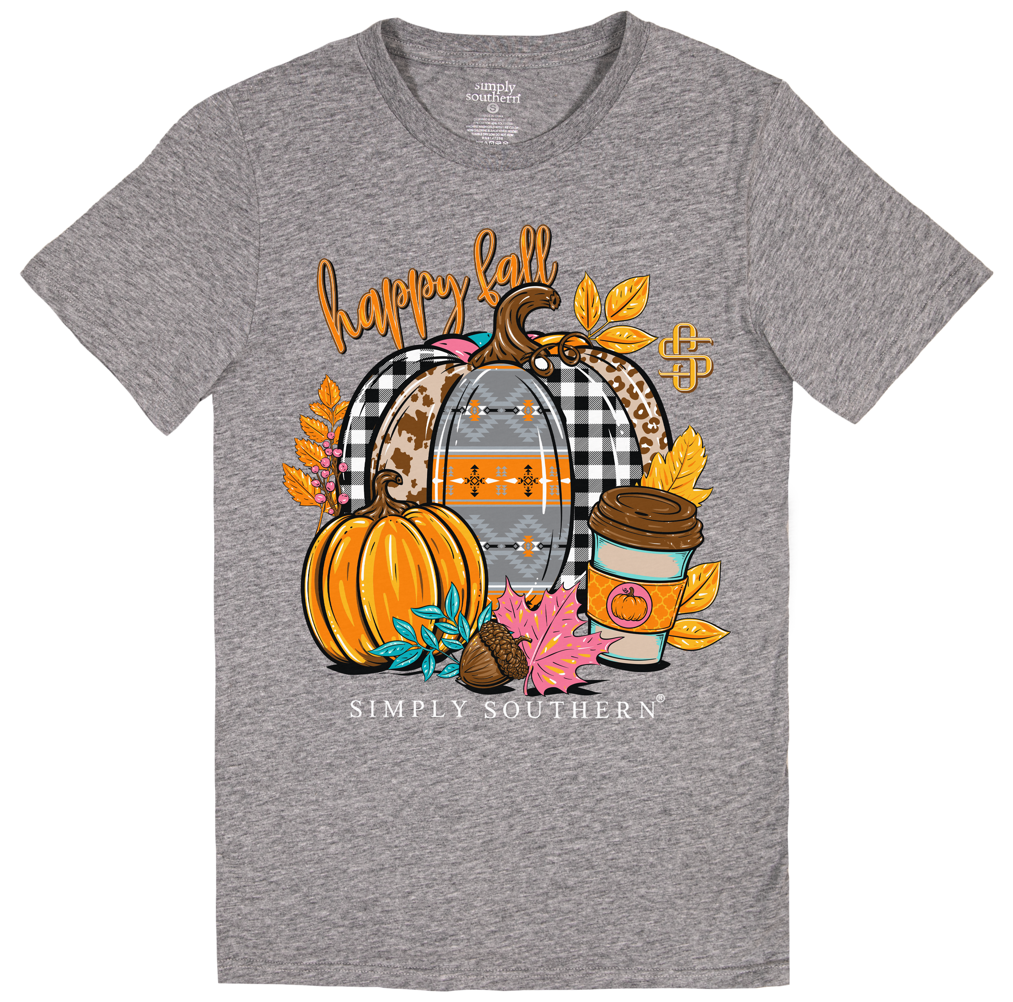 SALE Simply Southern Preppy Happy Fall Pumpkins - Adult & Kids T-Shirts, Sweatshirts & Hoodies apparel design preview 2