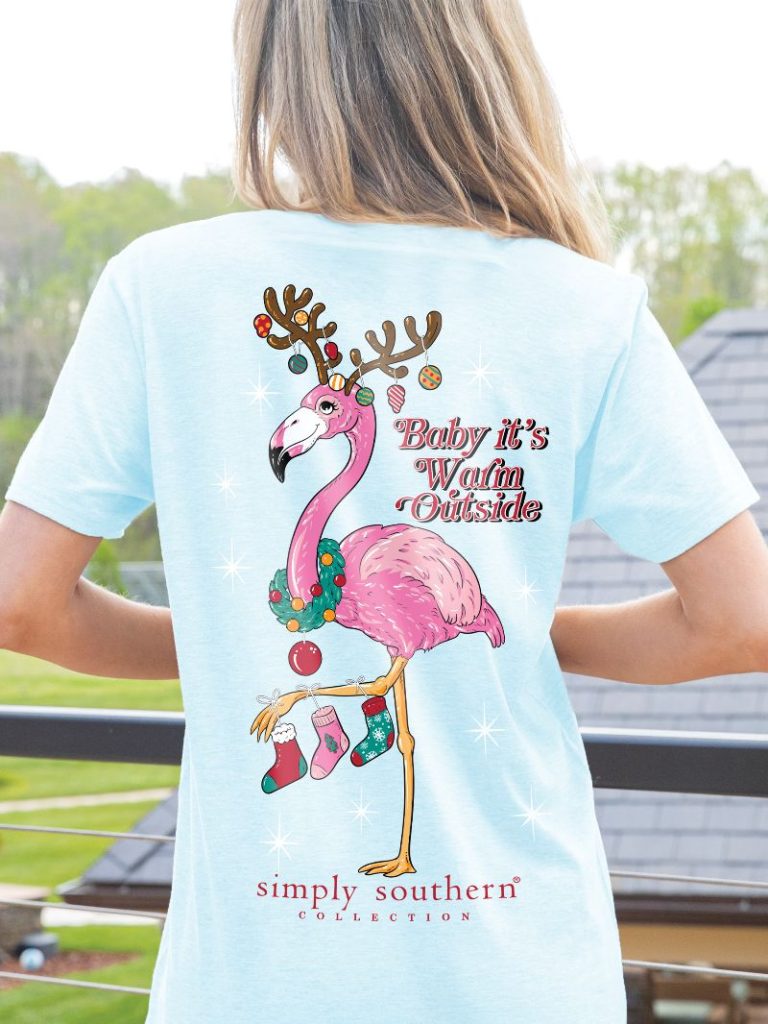 Simply Southern Flamingo Christmas Holiday - Adult & Kids T-Shirts, Sweatshirts & Hoodies apparel design preview 1