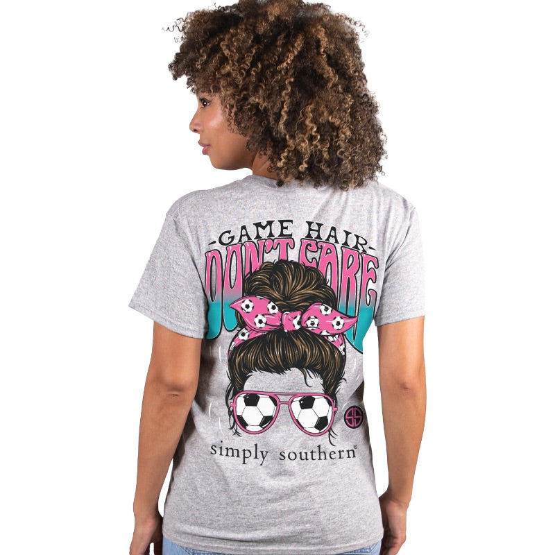 Simply Southern Game Hair Don't Care Soccer - Adult & Kids T-Shirts, Sweatshirts & Hoodies apparel design preview 1