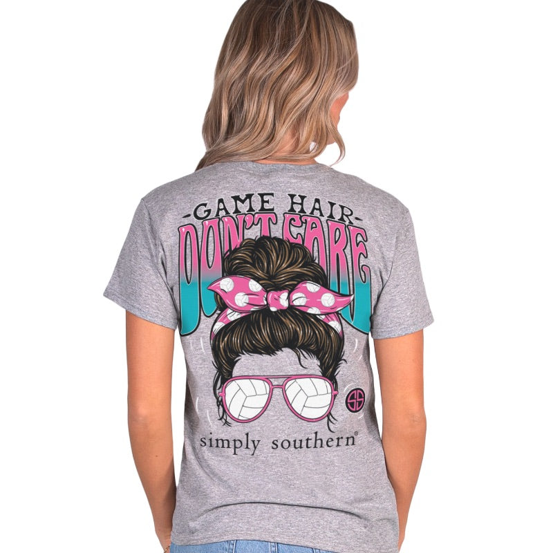 Simply Southern Game Hair Don't Care Volleyball - Adult & Kids T-Shirts, Sweatshirts & Hoodies apparel design preview 1