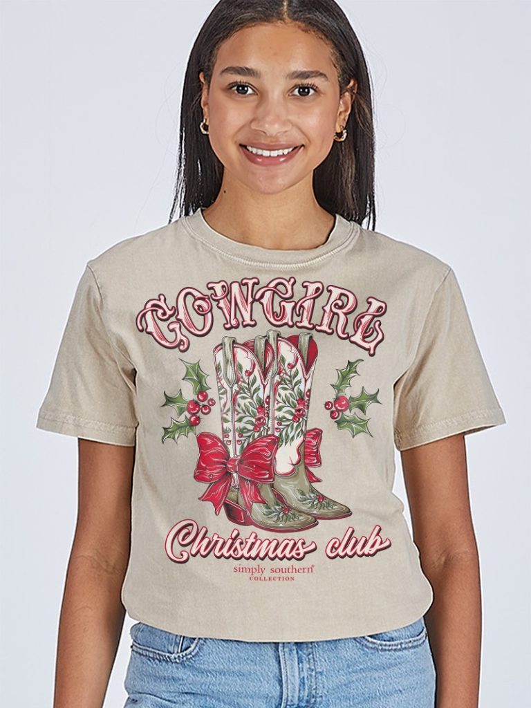 Simply Southern Christmas Boots Holiday Washed Cream - Adult & Kids T-Shirts, Sweatshirts & Hoodies apparel design preview 2