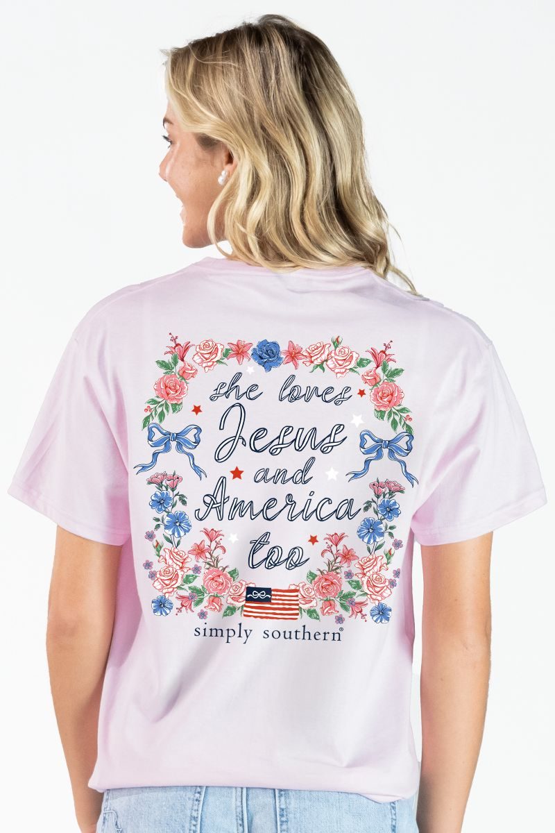 Simply Southern USA Jesus Peony - Adult & Kids T-Shirts, Sweatshirts & Hoodies apparel design preview 2