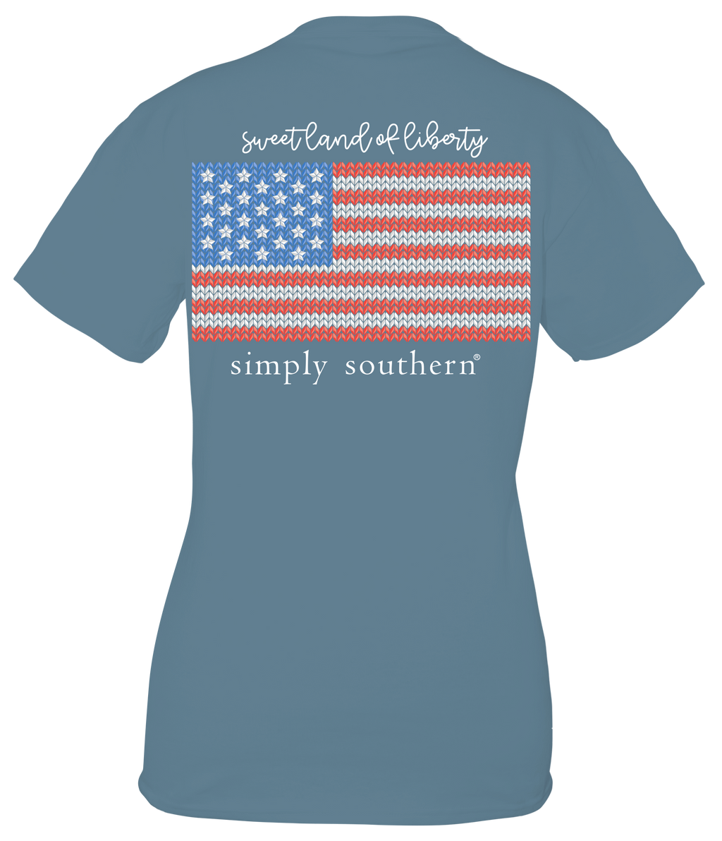 Simply Southern USA Knit Flag - Adult & Kids T-Shirts, Sweatshirts & Hoodies apparel design preview 1