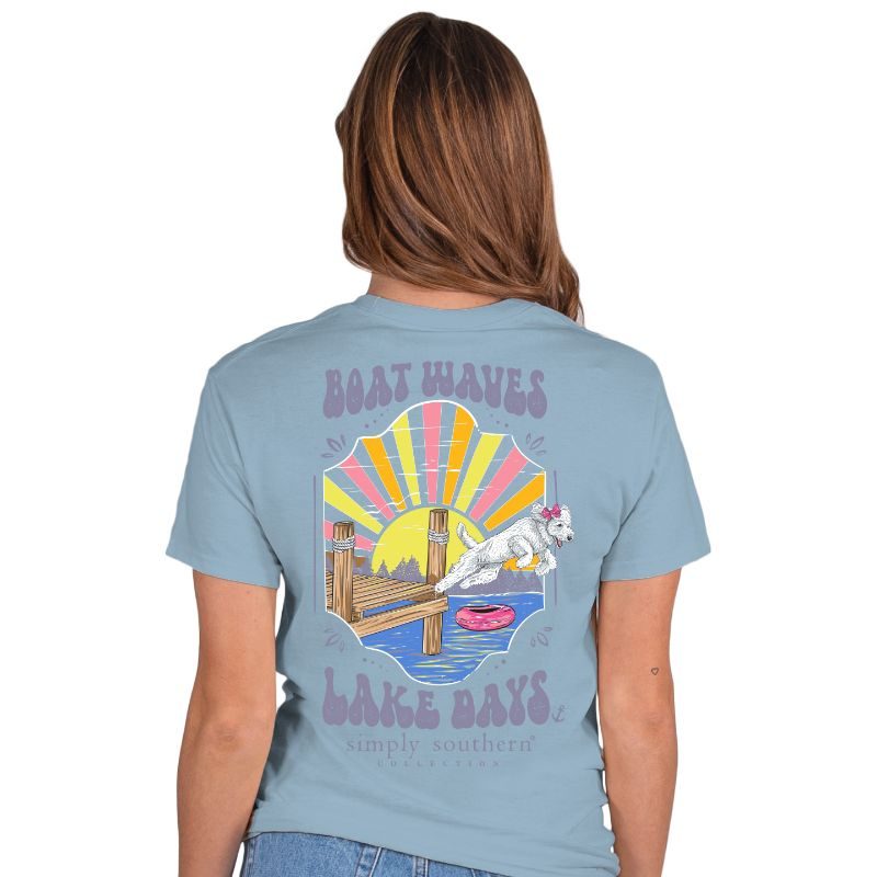 Simply Southern Boat Waves Lake Days - Adult & Kids T-Shirts, Sweatshirts & Hoodies apparel design preview 1