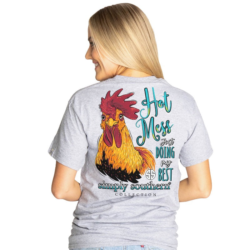 Simply Southern Preppy Hot Mess Rooster - Adult & Kids T-Shirts, Sweatshirts & Hoodies apparel design preview 1