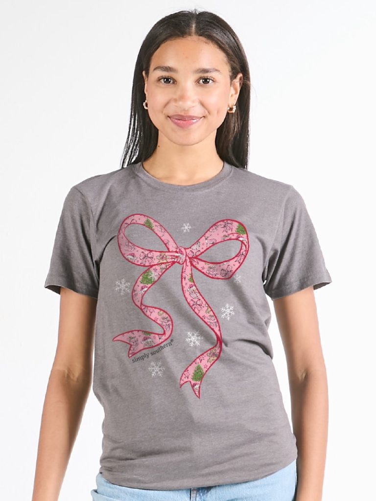 Simply Southern Santa Bow Holiday - Adult & Kids T-Shirts, Sweatshirts & Hoodies apparel design preview 1