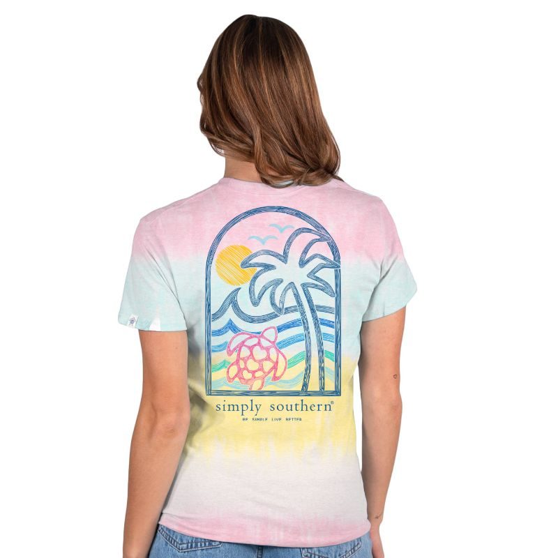 Simply Southern Seaview Turtle Palm Tie Dye - Adult & Kids T-Shirts, Sweatshirts & Hoodies apparel design preview 1