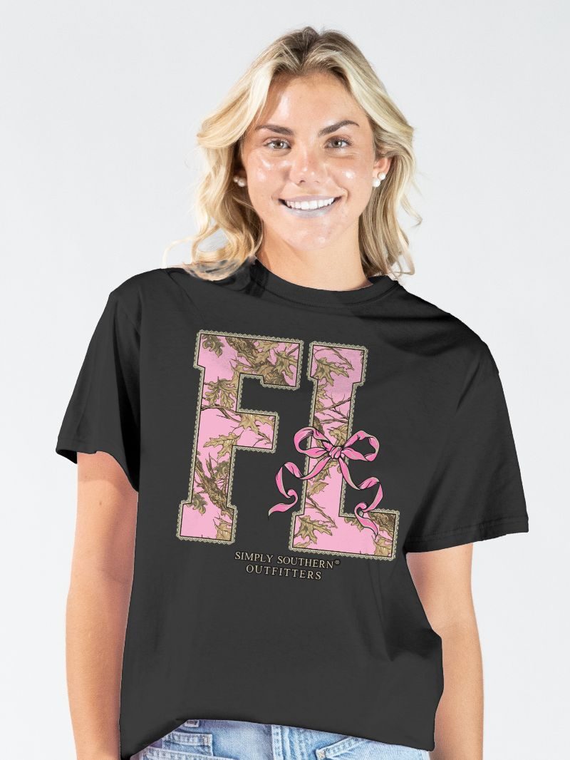 Simply Southern Florida Camo Bow Black - Adult & Kids T-Shirts, Sweatshirts & Hoodies apparel design preview 1