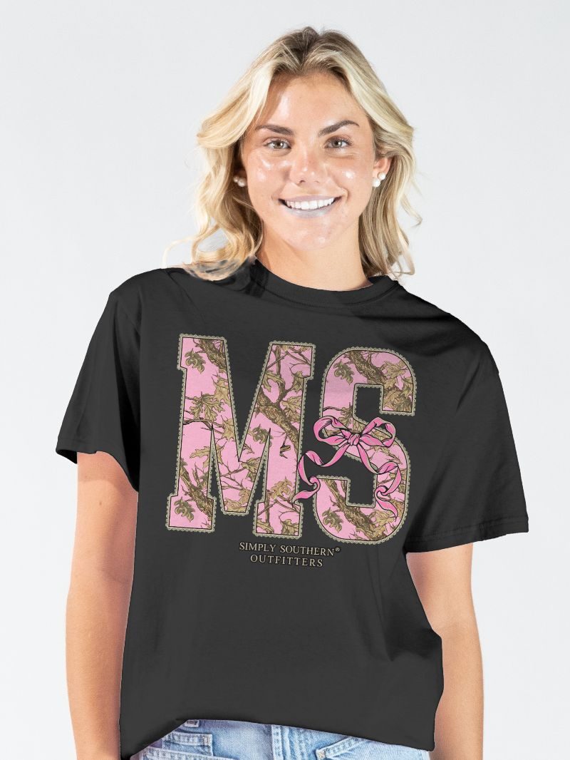 Simply Southern Mississippi Camo Bow Black - Adult & Kids T-Shirts, Sweatshirts & Hoodies apparel design preview 1