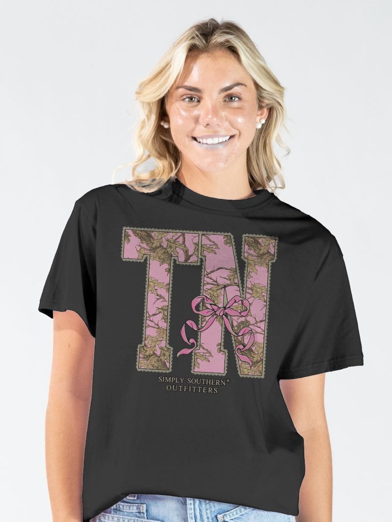 Simply Southern Tennessee Camo Bow Black - Adult & Kids T-Shirts, Sweatshirts & Hoodies apparel design preview 1