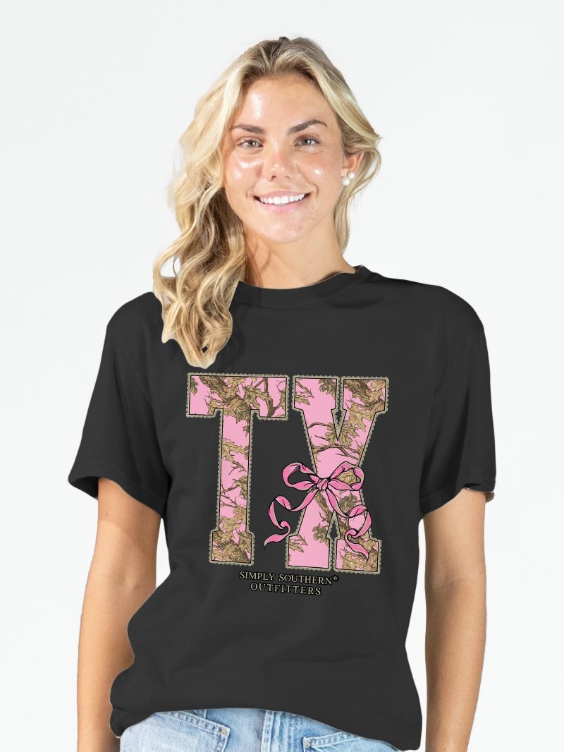 Simply Southern Texas Camo Bow Black - Adult & Kids T-Shirts, Sweatshirts & Hoodies apparel design preview 1