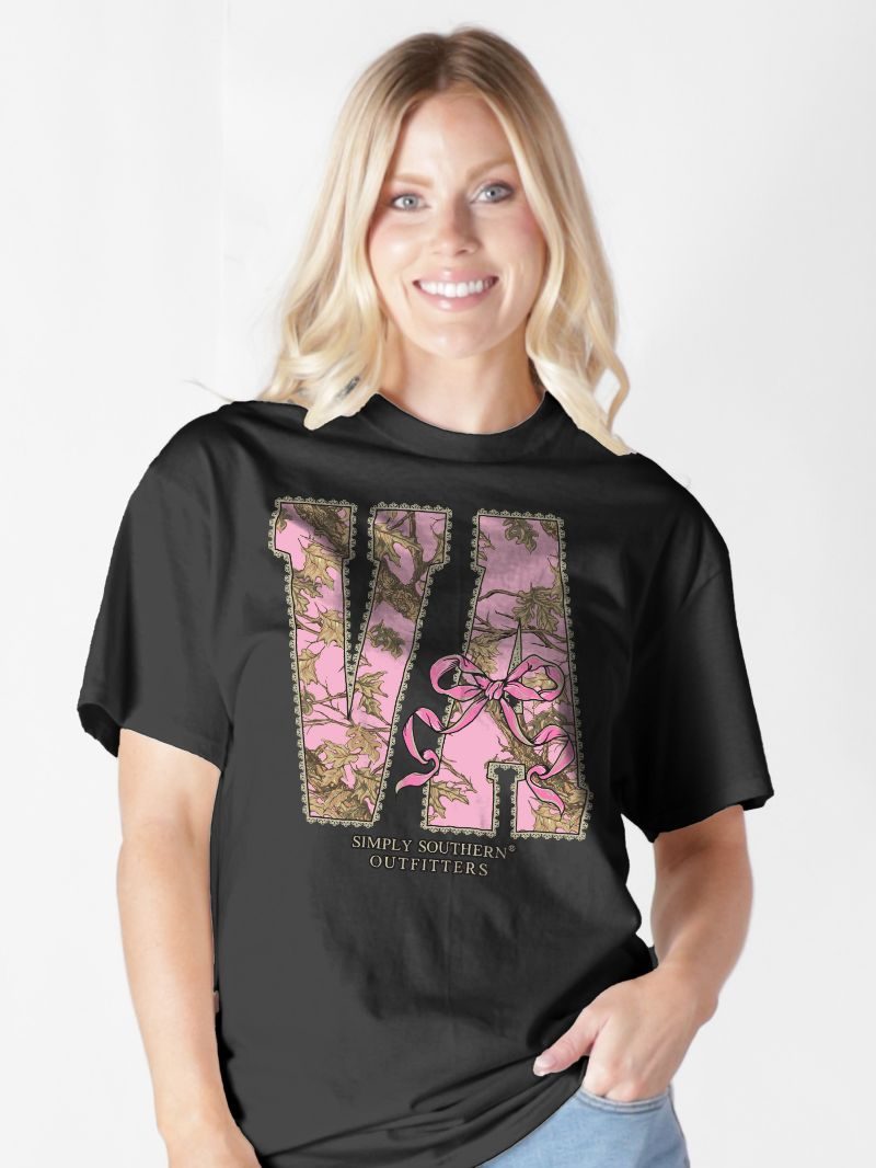Simply Southern Virginia Camo Bow Black - Adult & Kids T-Shirts, Sweatshirts & Hoodies apparel design preview 1