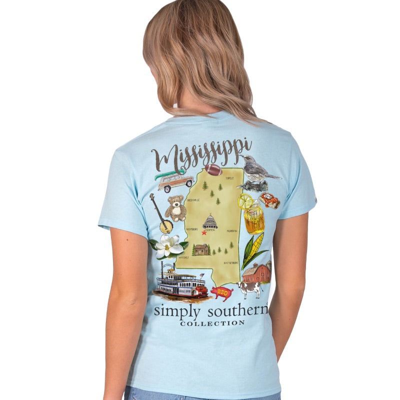 Simply Southern Preppy Mississippi Ice Blue - Adult & Kids T-Shirts, Sweatshirts & Hoodies apparel design preview 1
