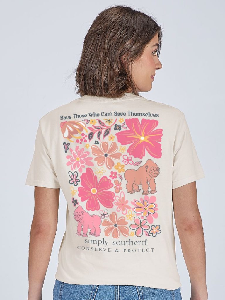 Simply Southern Gorilla Tracker Flowers - Adult & Kids T-Shirts, Sweatshirts & Hoodies apparel design preview 1