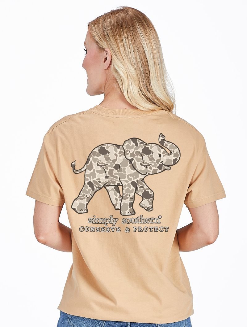 Simply Southern Elephant Tracker Camo Bisque - Adult & Kids T-Shirts, Sweatshirts & Hoodies apparel design preview 1
