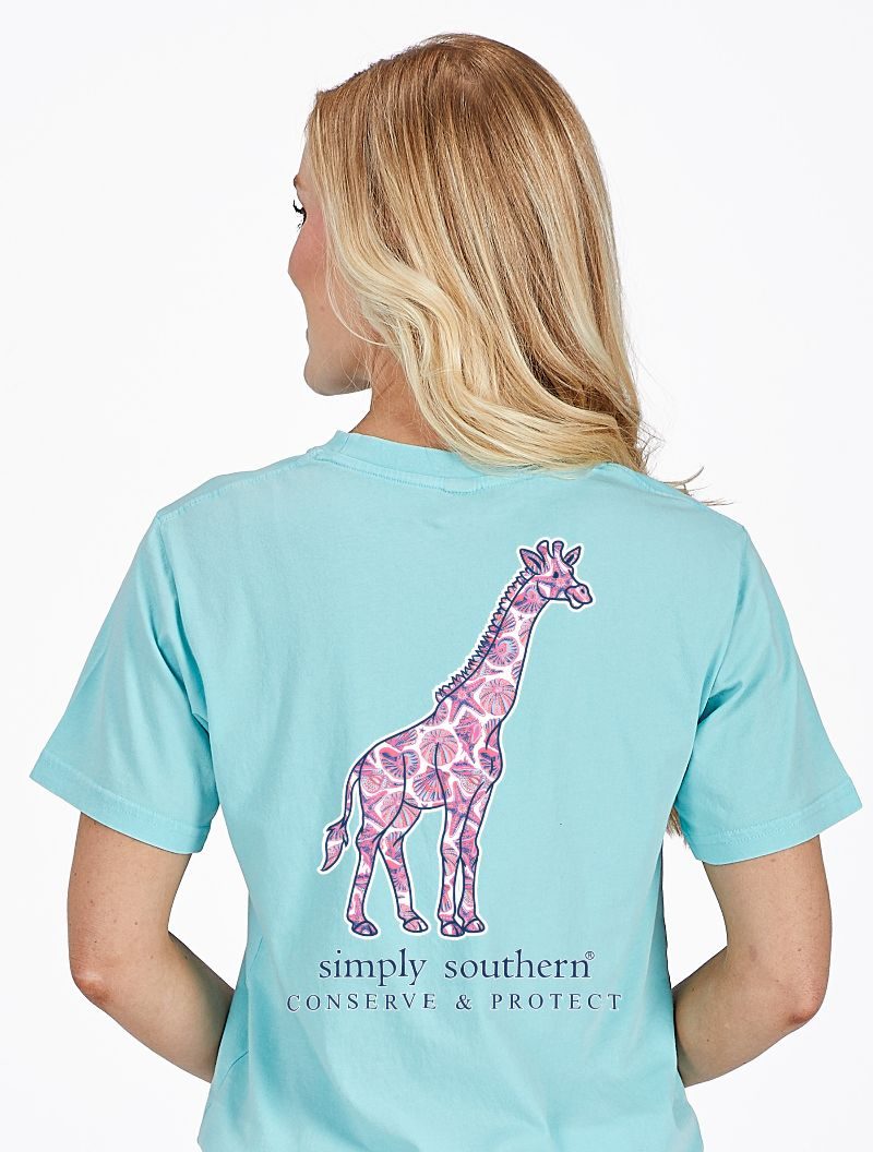 Simply Southern Giraffe Tracker Shell Aqua - Adult & Kids T-Shirts, Sweatshirts & Hoodies apparel design preview 1