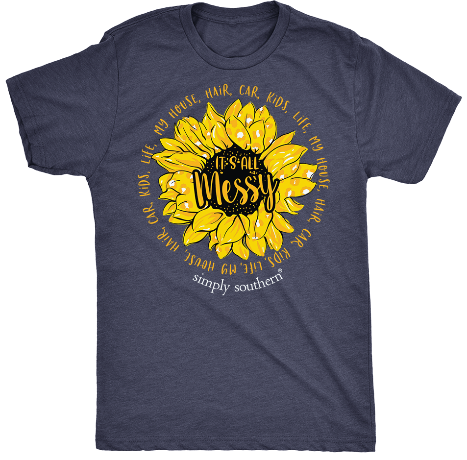 Simply Southern Preppy All Messy Mom Sunflower - Adult & Kids T-Shirts, Sweatshirts & Hoodies apparel design preview 2