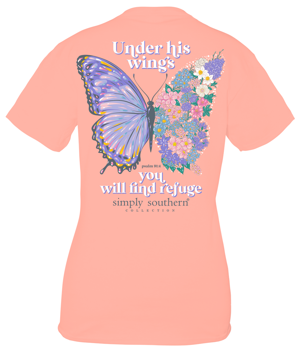 Simply Southern Under His Wings Butterfly - Adult & Kids T-Shirts, Sweatshirts & Hoodies apparel design preview 1