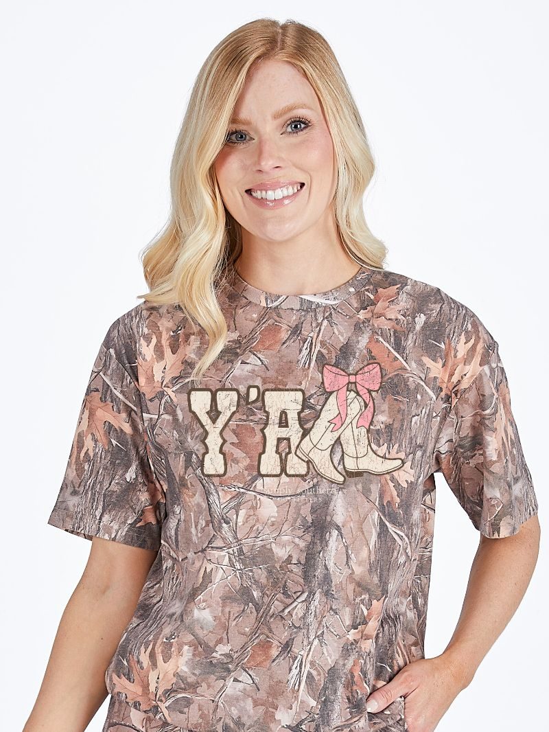 Simply Southern Yall Bow Boots Camo - Adult & Kids T-Shirts, Sweatshirts & Hoodies apparel design preview 1
