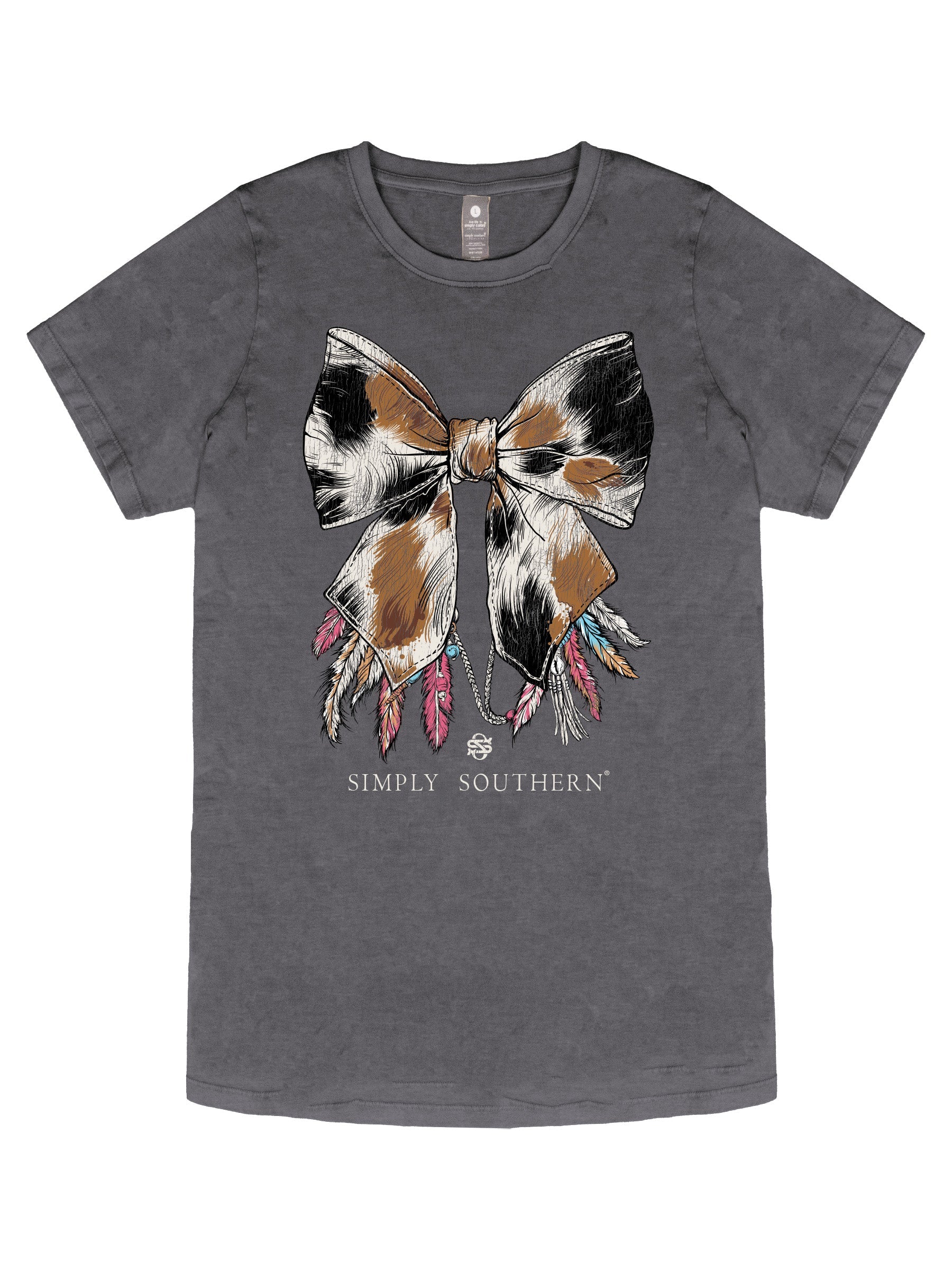 Simply Southern Cow Bow Washed Coal - Adult & Kids T-Shirts, Sweatshirts & Hoodies apparel design preview 2