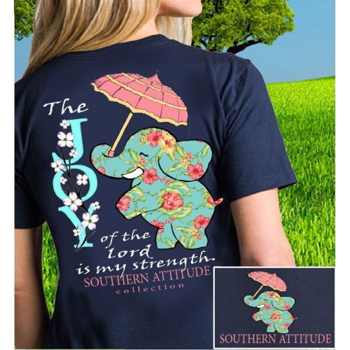 Southern Attitude Preppy Joy Elephant Navy - Adult & Kids T-Shirts, Sweatshirts & Hoodies apparel design preview 2