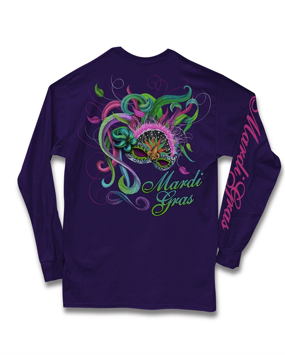 Sweet Thing Mardi Gras Feather Mask Fleur De Lis - Adult & Kids T-Shirts, Sweatshirts & Hoodies apparel design preview 1