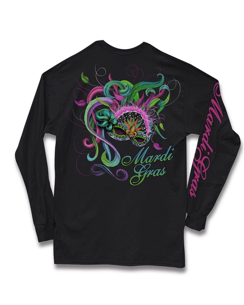 Sweet Thing Mardi Gras Feather Mask Fleur De Lis - Adult & Kids T-Shirts, Sweatshirts & Hoodies apparel design preview 1