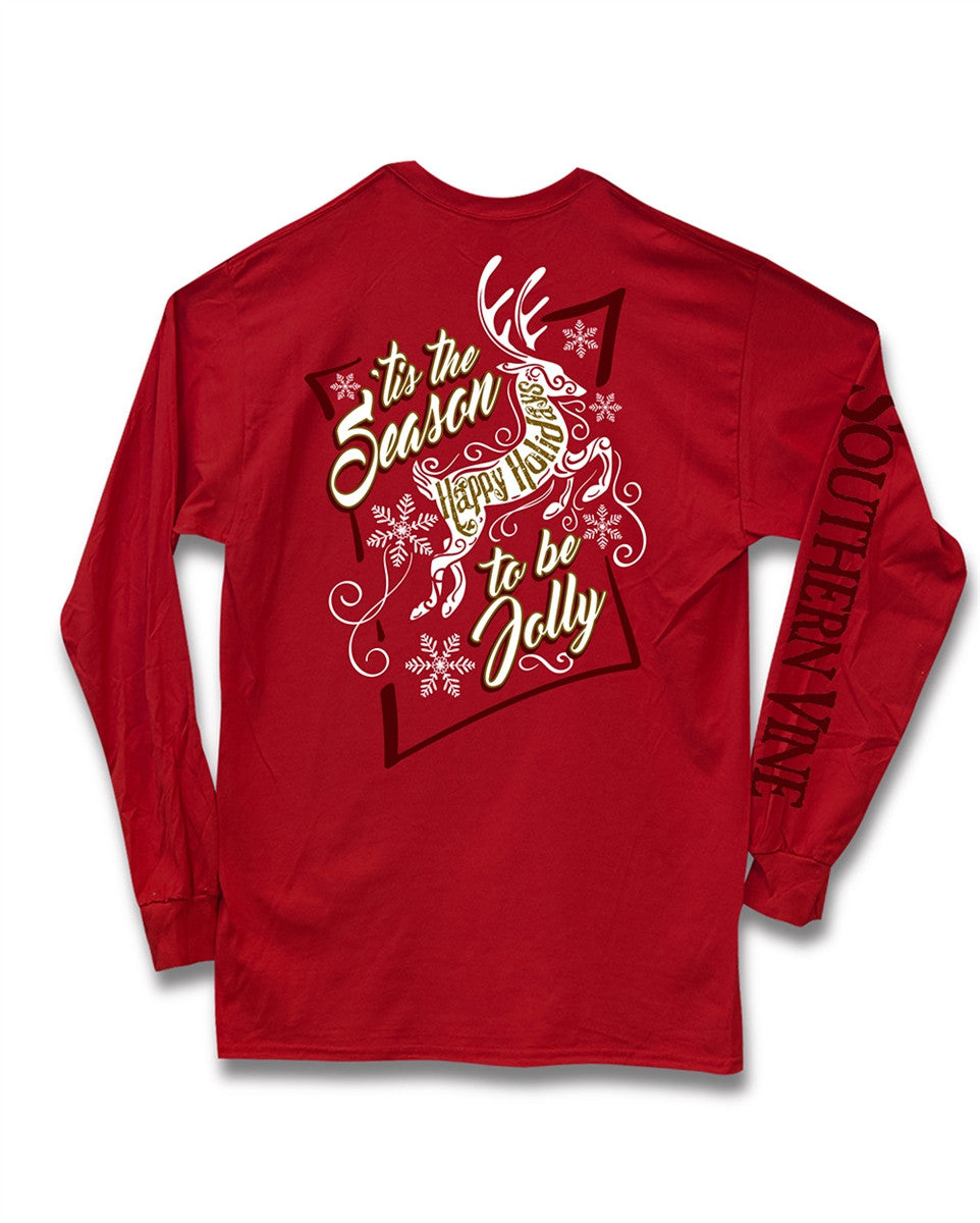 Southern Vine Tis the Season to be Jolly Happy - Adult & Kids T-Shirts, Sweatshirts & Hoodies apparel design preview 1