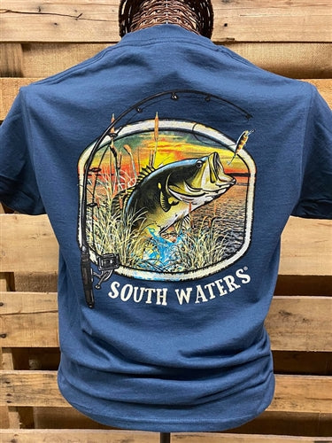 Backwoods South Waters Fishing Bass Bright - Adult & Kids T-Shirts, Sweatshirts & Hoodies apparel design preview 2