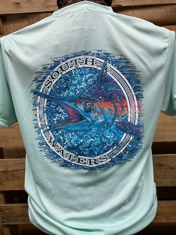 Backwoods South Waters Fishing Marlin A-4 Cooling - Adult & Kids T-Shirts, Sweatshirts & Hoodies apparel design preview 1