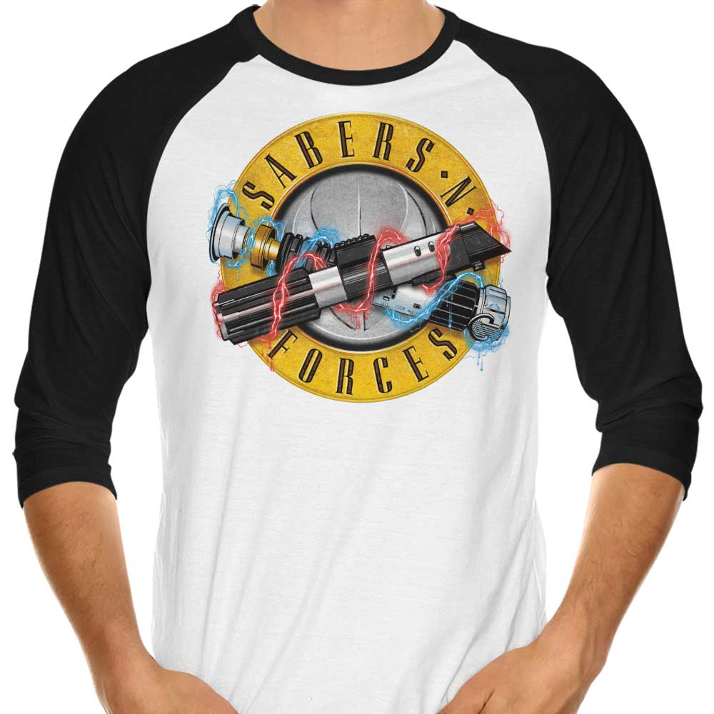 Sabers N' Forces 3/4 Sleeve Raglan - Adult & Kids T-Shirts, Sweatshirts & Hoodies apparel design preview 1