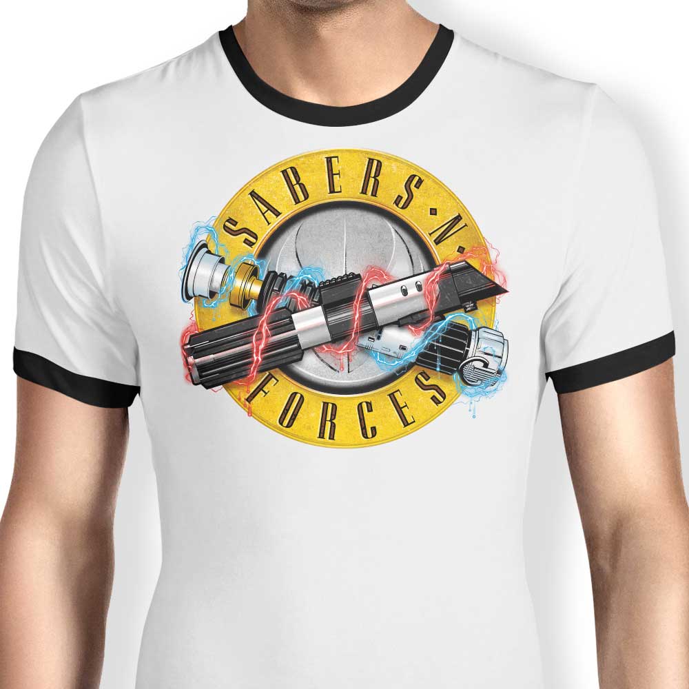 Sabers N' Forces Ringer - Adult & Kids T-Shirts, Sweatshirts & Hoodies apparel design preview 1