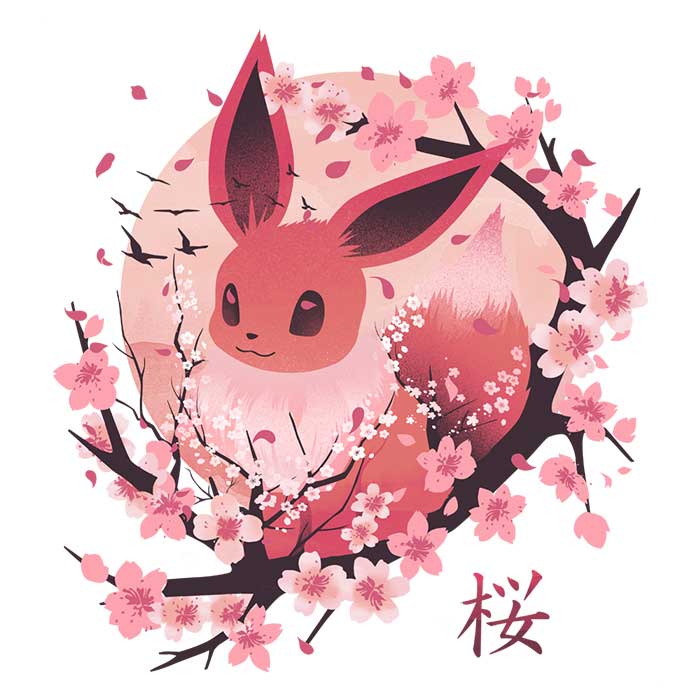 Sakura Eevee Men's Apparel - Adult & Kids T-Shirts, Sweatshirts & Hoodies apparel design preview 2