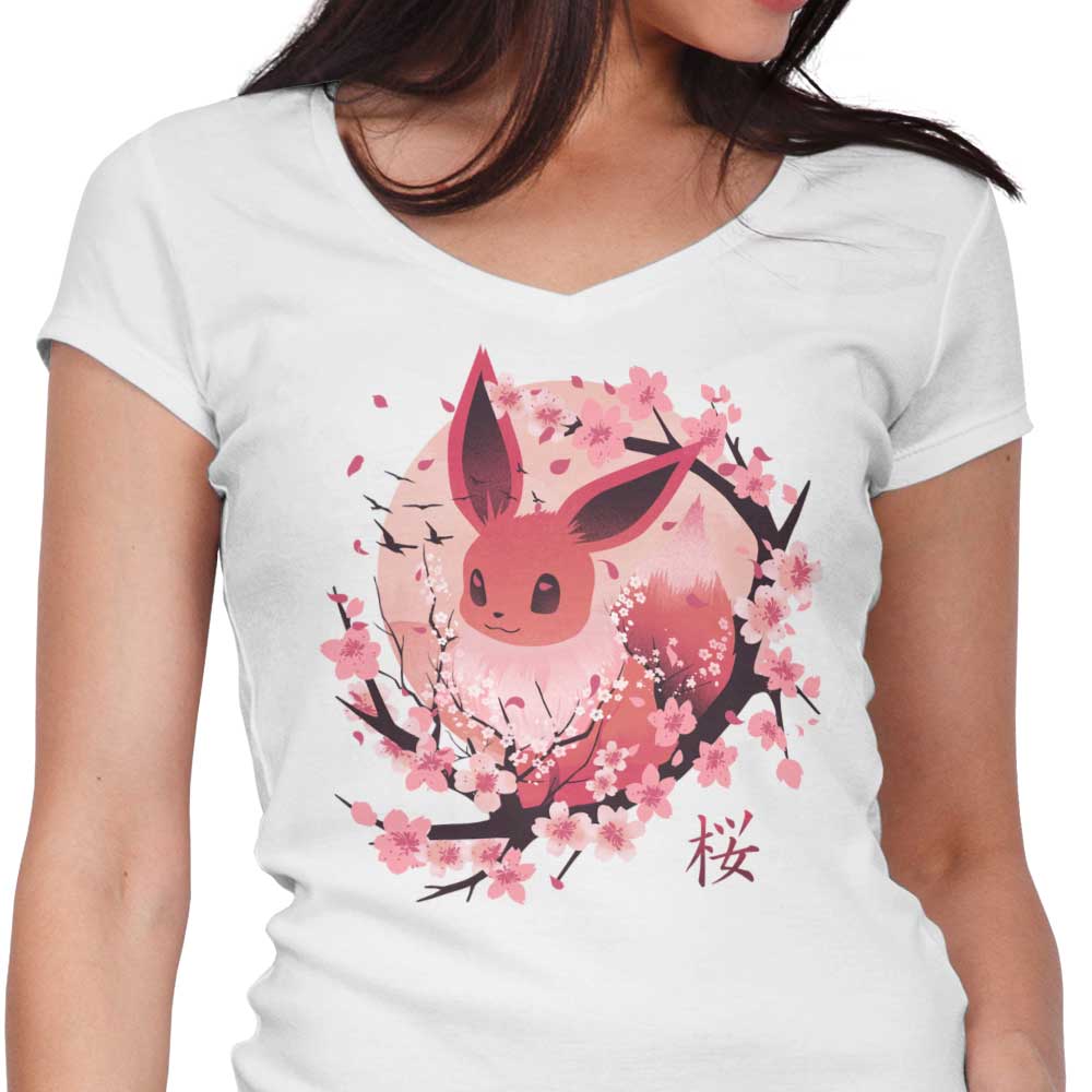 Sakura Eevee Women's V-Neck - Adult & Kids T-Shirts, Sweatshirts & Hoodies apparel design preview 1