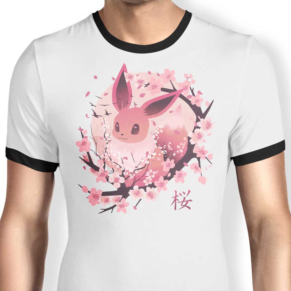 Sakura Eevee Ringer - Adult & Kids T-Shirts, Sweatshirts & Hoodies apparel design preview 1