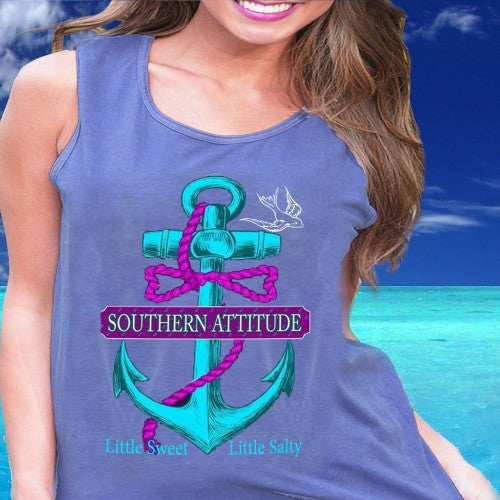 Southern Attitude Preppy Salty Anchor Bow Tank Top - Adult & Kids T-Shirts, Sweatshirts & Hoodies apparel design preview 1