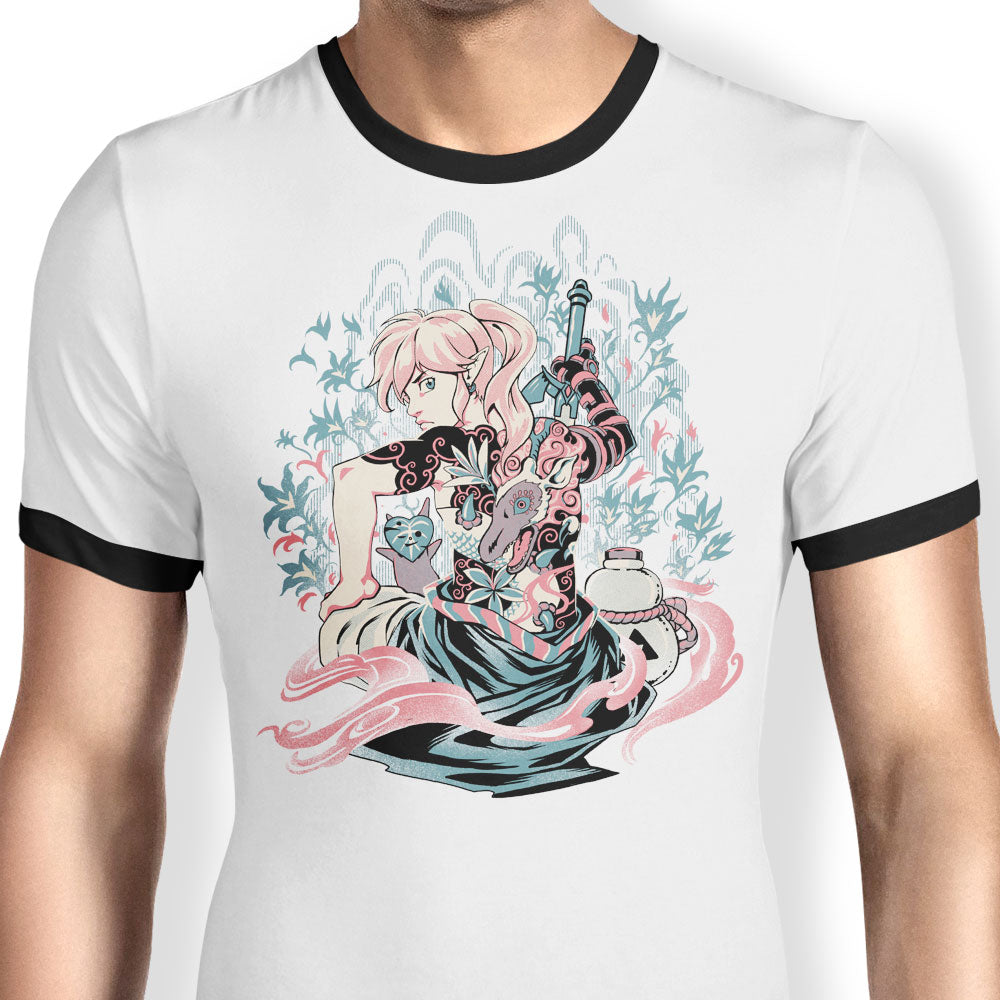 Samurai of Time Ringer - Adult & Kids T-Shirts, Sweatshirts & Hoodies apparel design preview 1