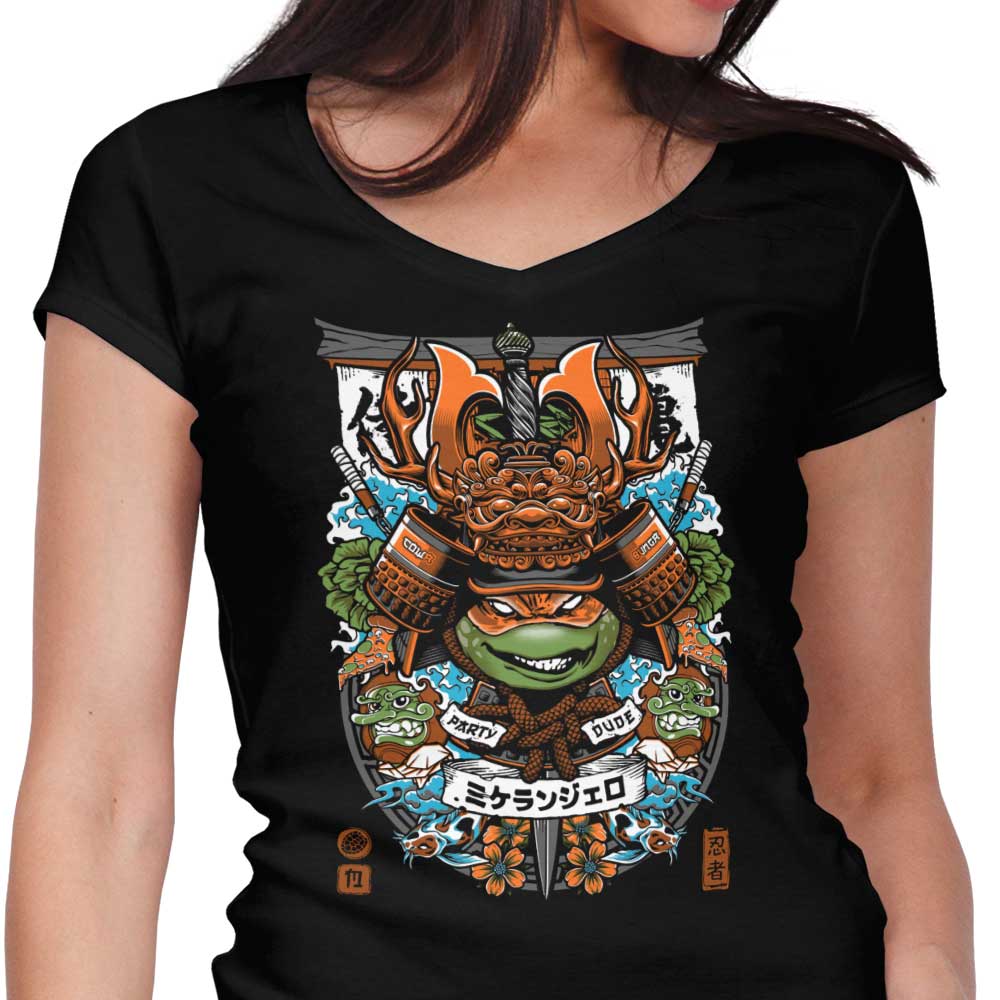Samurai Partier Women's V-Neck - Adult & Kids T-Shirts, Sweatshirts & Hoodies apparel design preview 1