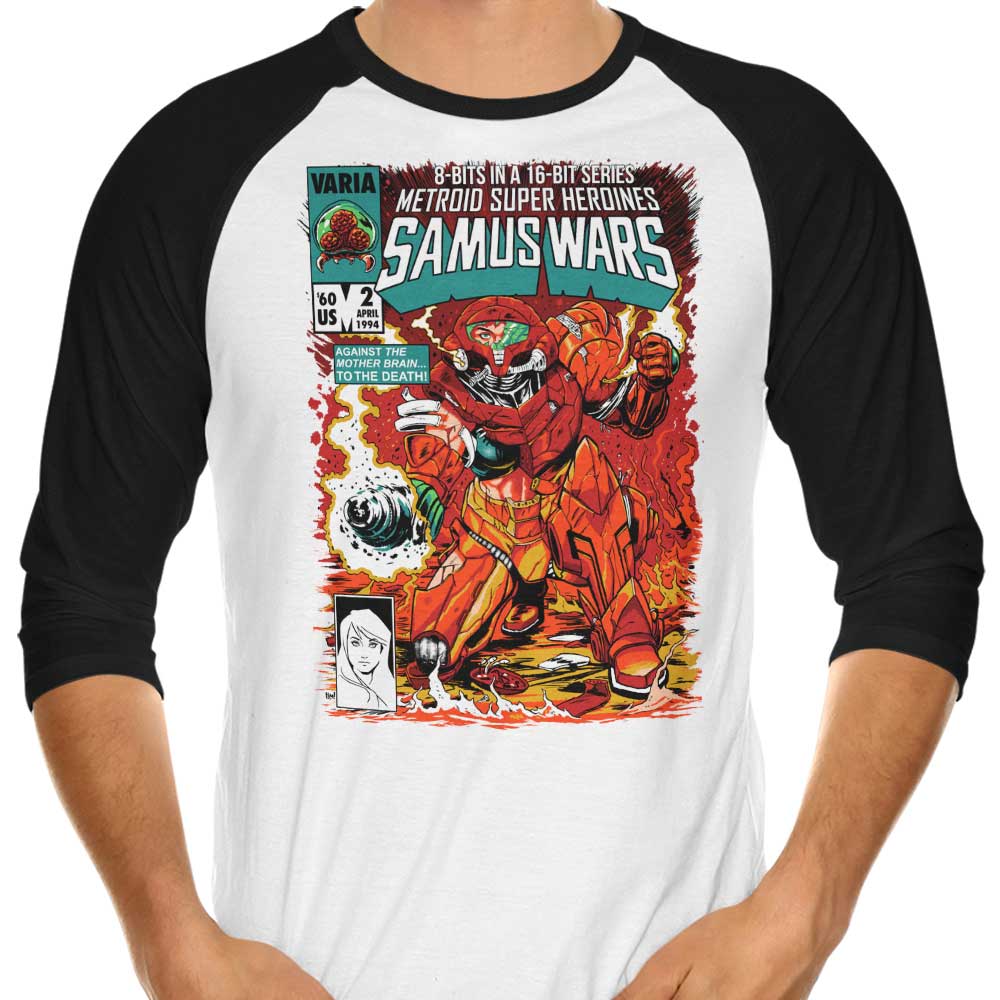 Samus Wars 3/4 Sleeve Raglan - Adult & Kids T-Shirts, Sweatshirts & Hoodies apparel design preview 1
