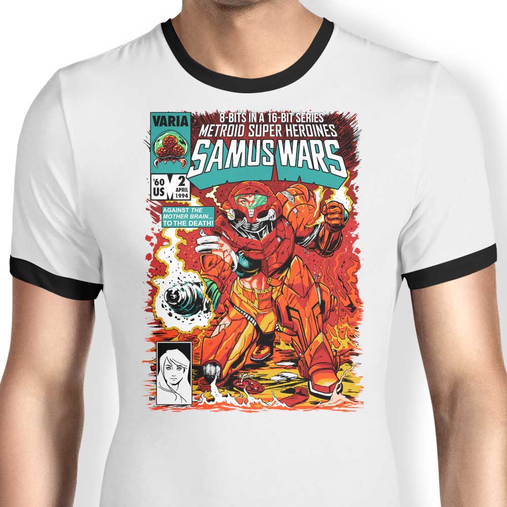 Samus Wars Ringer - Adult & Kids T-Shirts, Sweatshirts & Hoodies apparel design preview 1