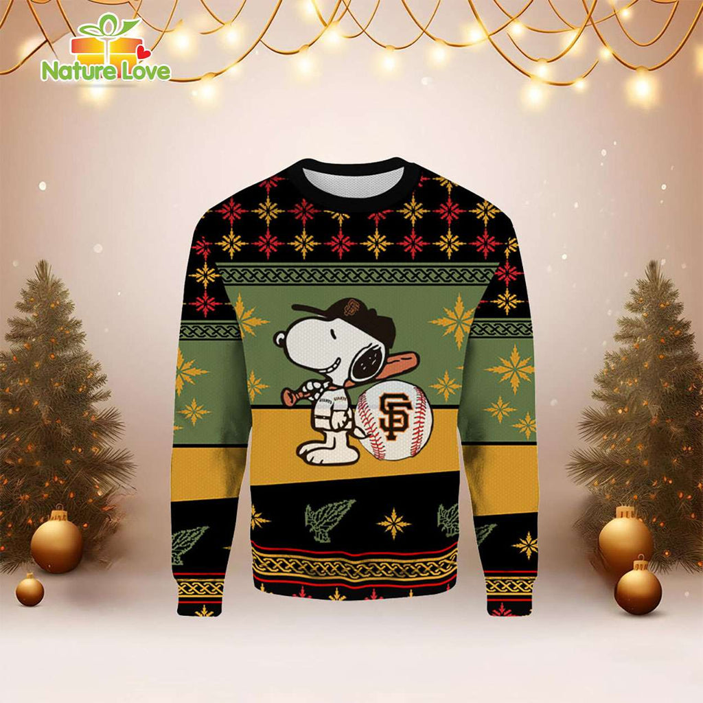 San Francisco Giants Snoopy Cute Ugly Christmas Sweater product image