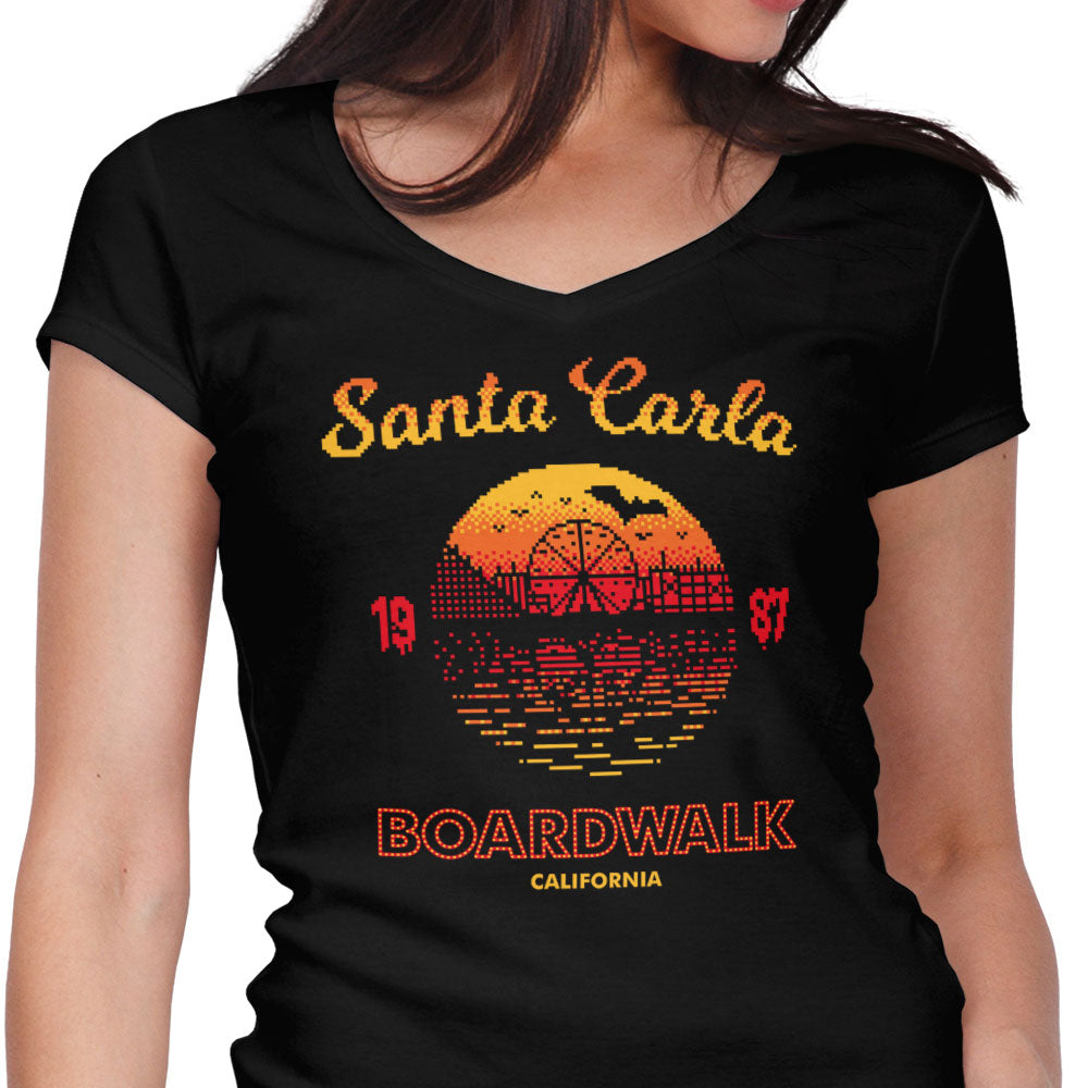 Santa Carla Sunset Women's V-Neck - Adult & Kids T-Shirts, Sweatshirts & Hoodies apparel design preview 1
