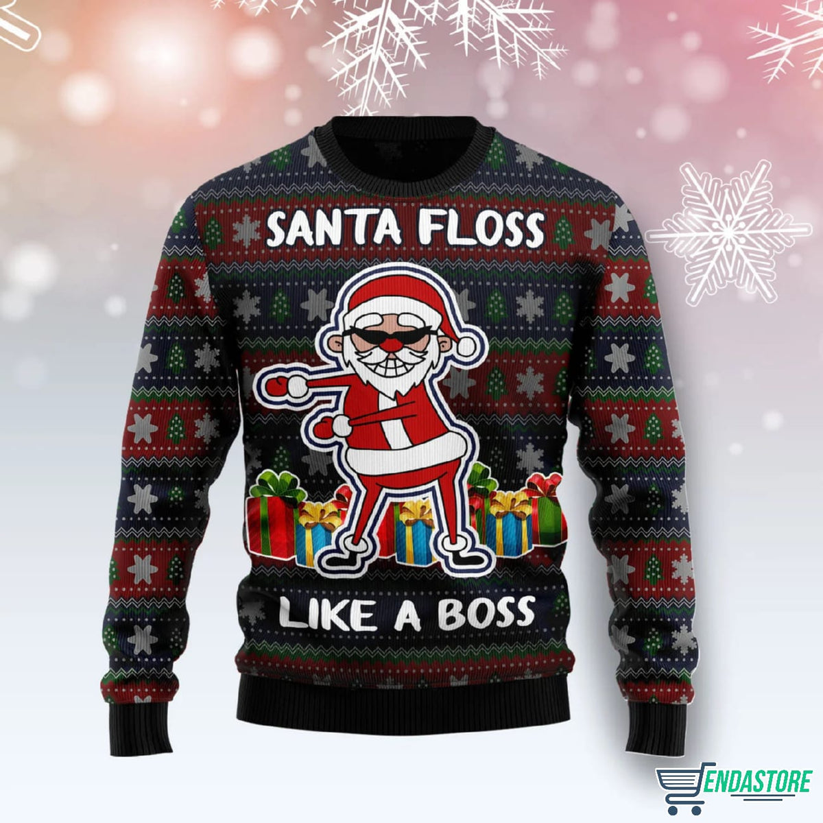 Santa Floss Like A Boss Ugly Christmas Sweater product image
