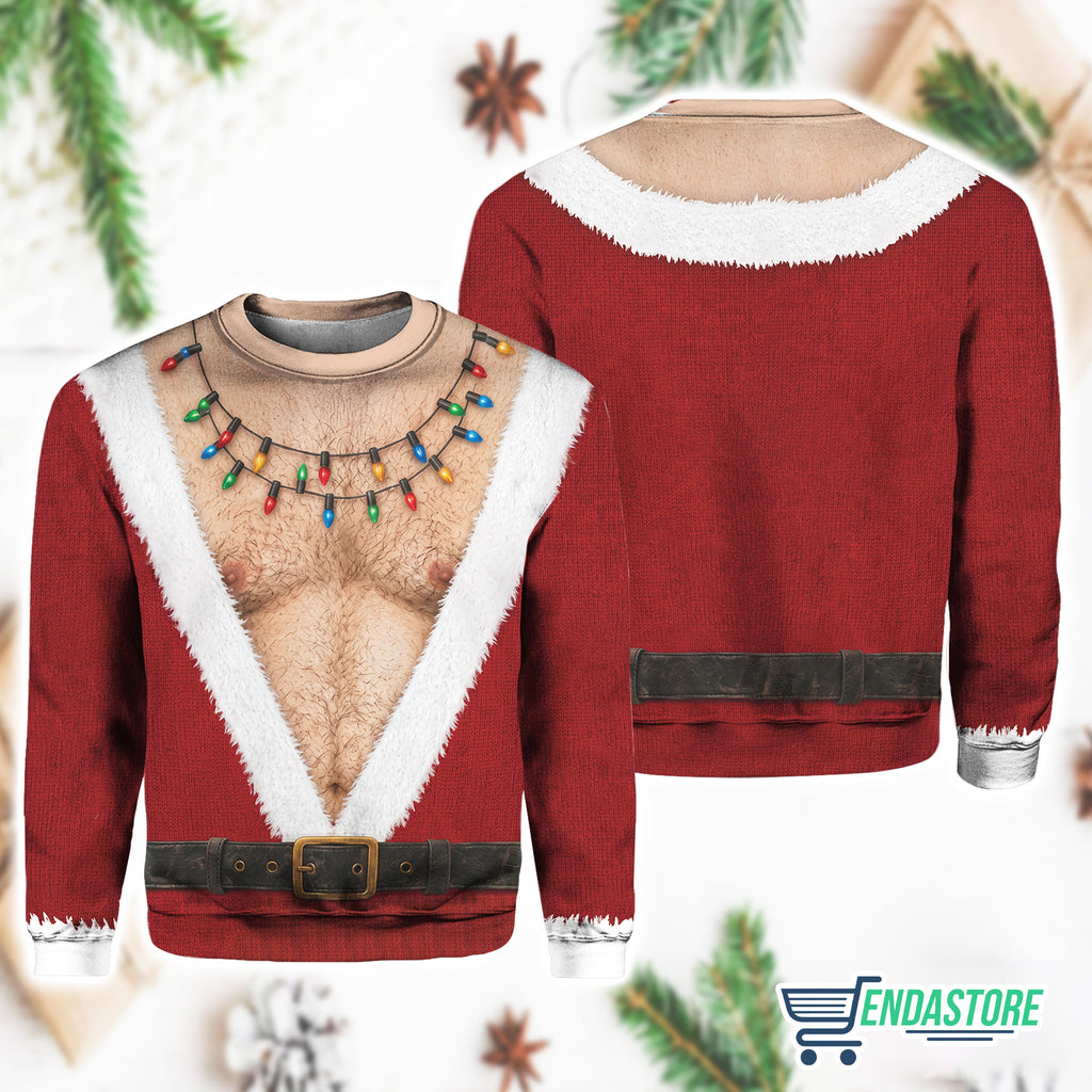 Santa Hairy Chest Christmas Ugly Sweater product image
