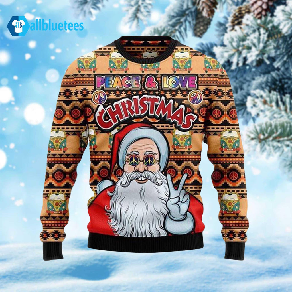 Santa Peace Love Christmas Ugly Sweater product image