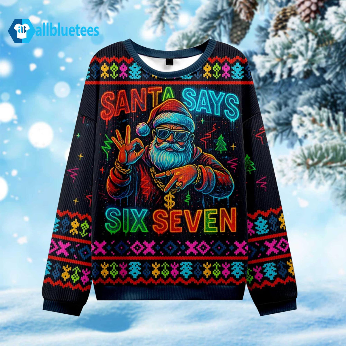 Santa Says Six Seven Ugly Christmas Sweater product image