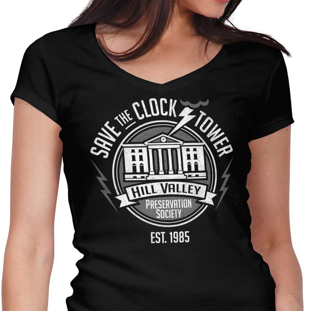 Save the Clock Tower Women's V-Neck - Adult & Kids T-Shirts, Sweatshirts & Hoodies apparel design preview 1